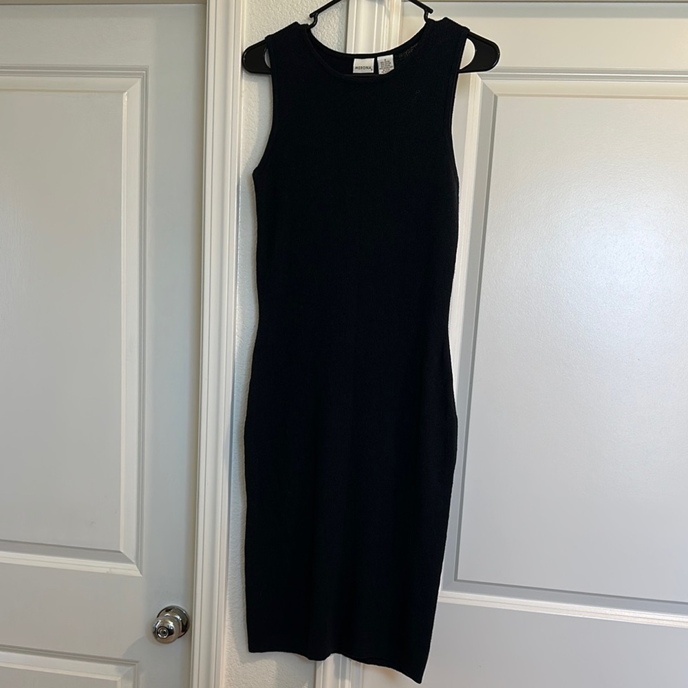 NWT‎ vintage Merona Black Sleeveless Sheath Midi Dress